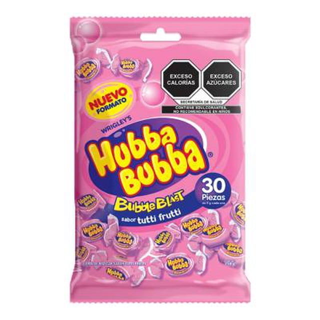 Goma de mascar Wrigleys Hubba Bubba sabor tutti frutti 30 pzas 5 g c/u