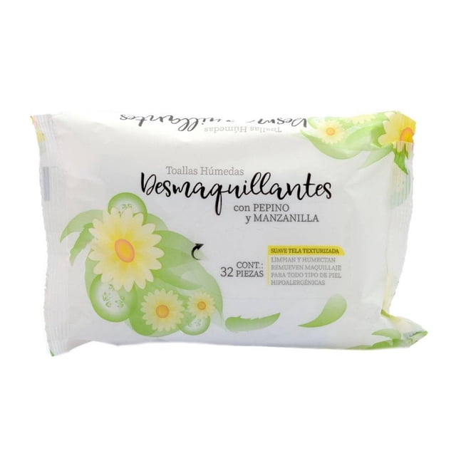 Toallas Húmedas Prichos Desmaquillantes con Pepino y Manzanilla— 32 piezas