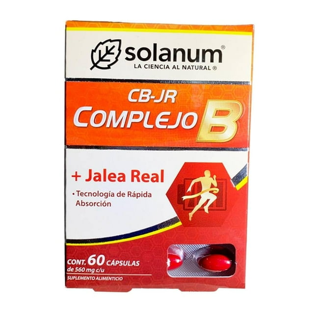 Suplemento alimenticio Solanum complejo B más jalea real 60 cápsulas de 560 mg c/u