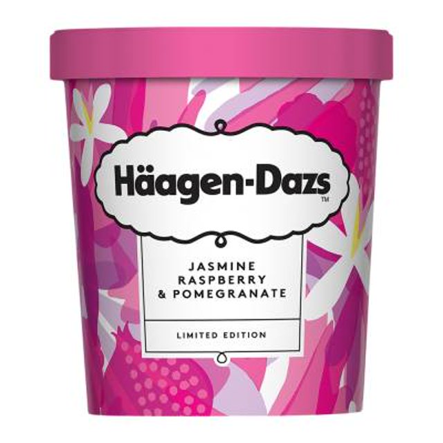 Helado Haagen Dazs jazmín con veteado sabor frambuesa y granada 400 g