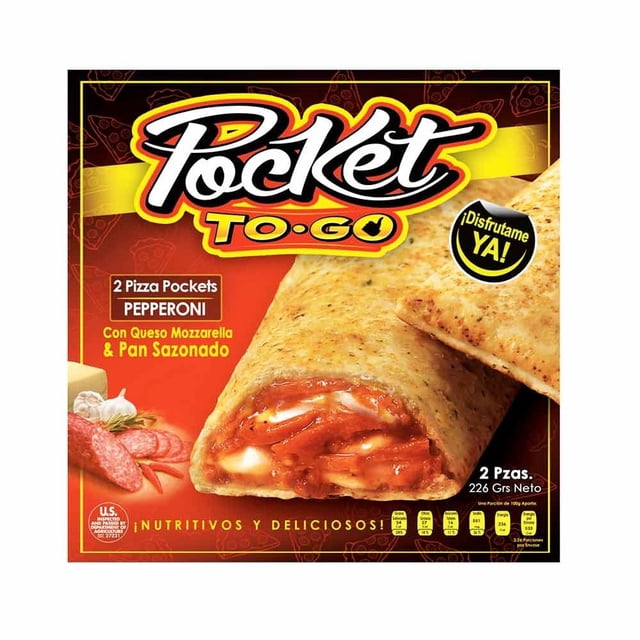 Pizza Pocket To Go pepperoni con queso mozzarella y pan sazonado 226 g