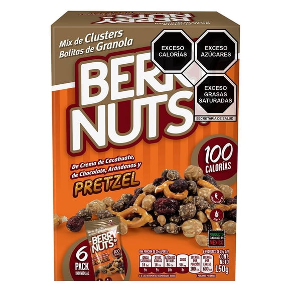 Granola Berry Nuts mix pretzel 6 pzas de 25 g c/u