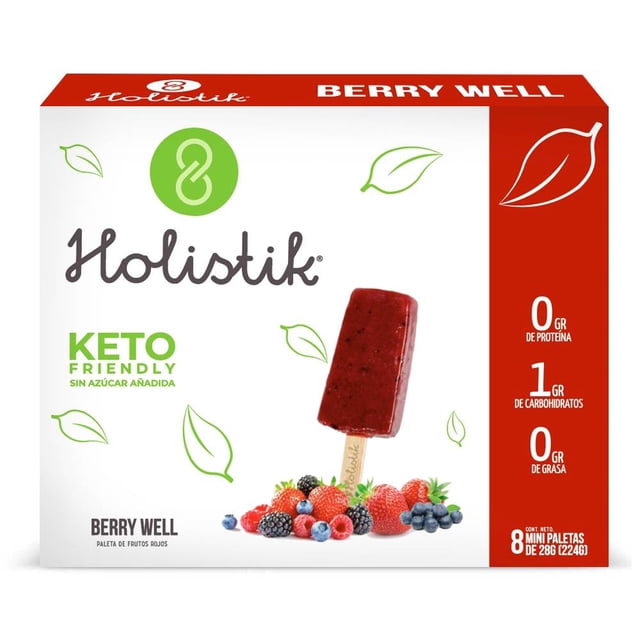 Paletas de hielo Holistik Berry Well mini frutos rojos 8 pzas de 28 g c/u