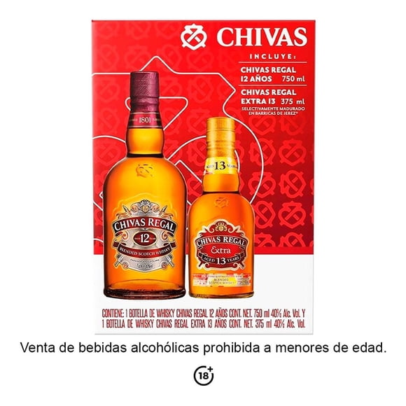 Whisky Chivas Regal 12 años 750 ml + Chivas Regal 13 años 375 ml
