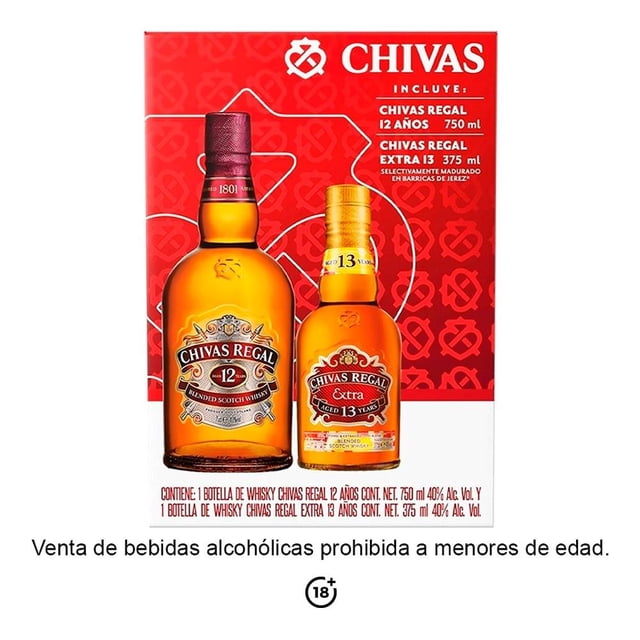 Whisky Chivas Regal 12 años 750 ml + Chivas Regal 13 años 375 ml