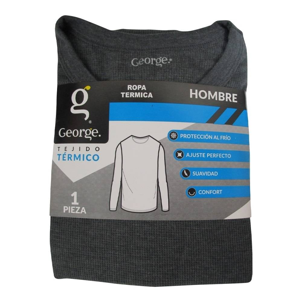 Playera George para Hombre, Térmica Negro Talla G Walmart en línea