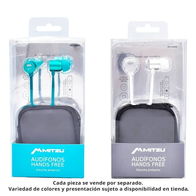Audífonos Mitzu Manos Libres con Estuche Protector Varios Colores 1 Pieza