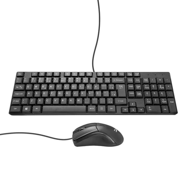 Kit Teclado y Mouse Green Leaf Mitzu Alámbrico Negro