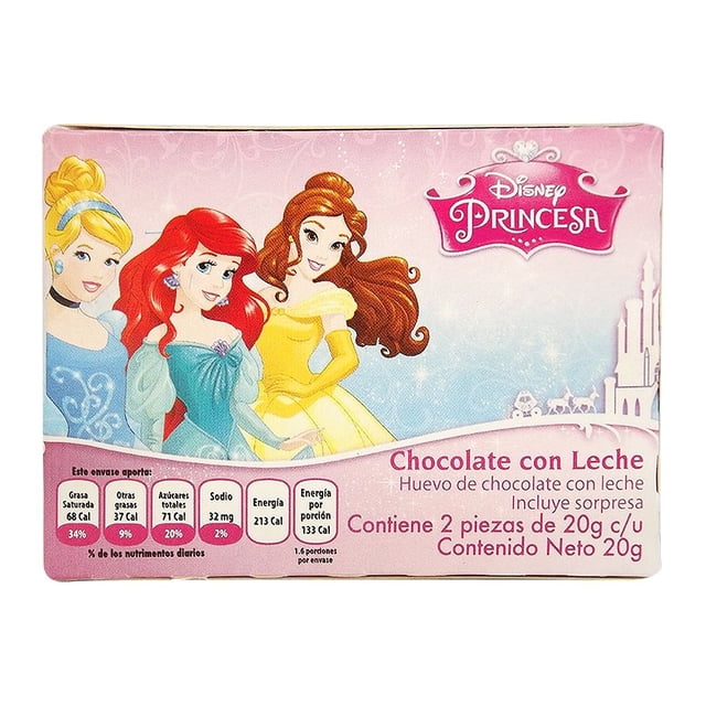 Huevo de chocolate Disney Princesas sorpresa para niña 2 pzas de 20 g c/u
