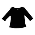 thumbnail image 1 of Playera Simply Basic Talla CH Cuello V Manga 3/4 Negro para Mujer, 1 of 4