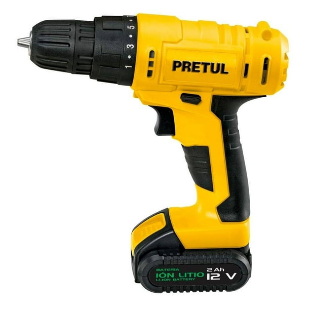 Taladro Inalámbrico Pretul 3/8" 12V Amarillo