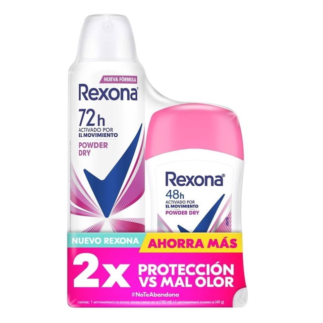 Desodorante antitranspirante Rexona Powder en aerosol 89 g + stick 45 g