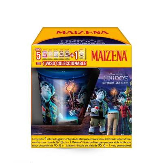 Fécula de maíz Maizena varios sabores 4 sobres de 47 g c/u + 1 sobre de 45 g + 1 sobre de 95 g + 1 vaso