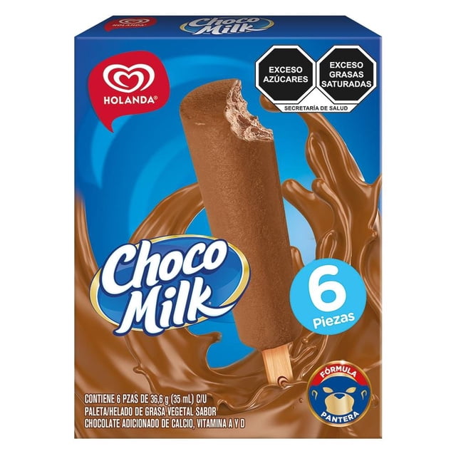 Paletas de helado Holanda Chocomilk sabor chocolate 6 pzas de 36.6 g c/u
