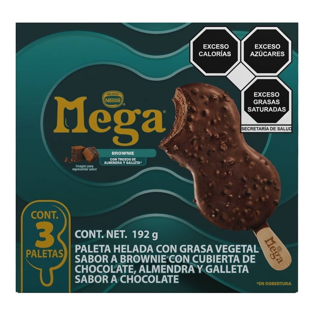 Paletas heladas Nestlé Mega sabor brownie cubierta de chocolate almendras y galleta 192 g