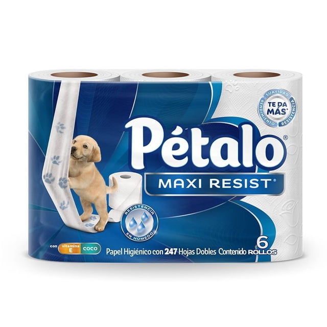 Papel higiénico Pétalo 6 rollos con 247 hojas dobles Maxi Resist 6 rollos con 247 hojas dobles c/u