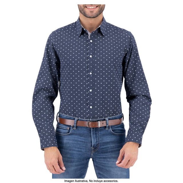 Camisa Furor Elements Talla EG Casual Manga Larga de Lunetas Azul Marino
