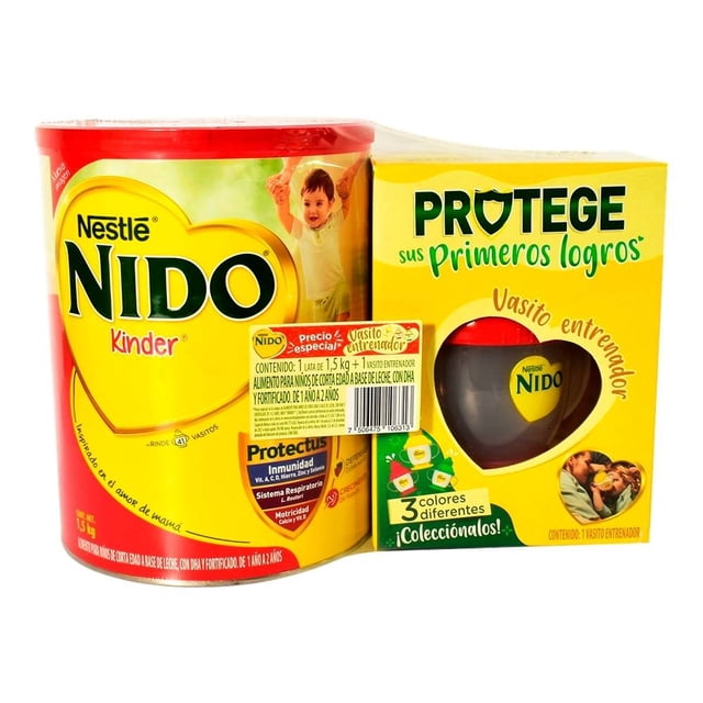 Alimento para niños Nido Kinder 1.5 kg + vasito entrenador varios colores