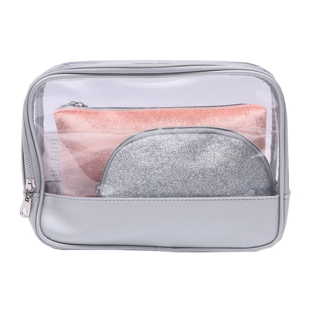 Set de cosmetiqueras Cosmetic Lab Total Beauty tradicional rosa y plateado 3 pzas
