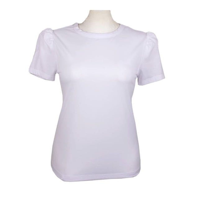 Blusa George Talla M Básica Lisa Abullonada Blanco