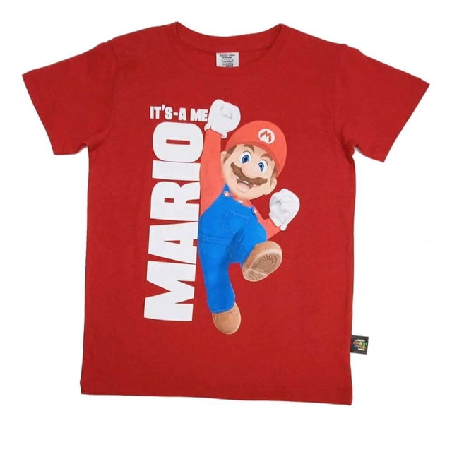 Playera Mario Bros Talla 8 Manga Corta Estampado It´s a Me Mario Rojo