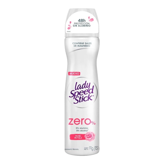 Desodorante Lady Speed Stick zero % rose petals en aerosol para dama 91 g