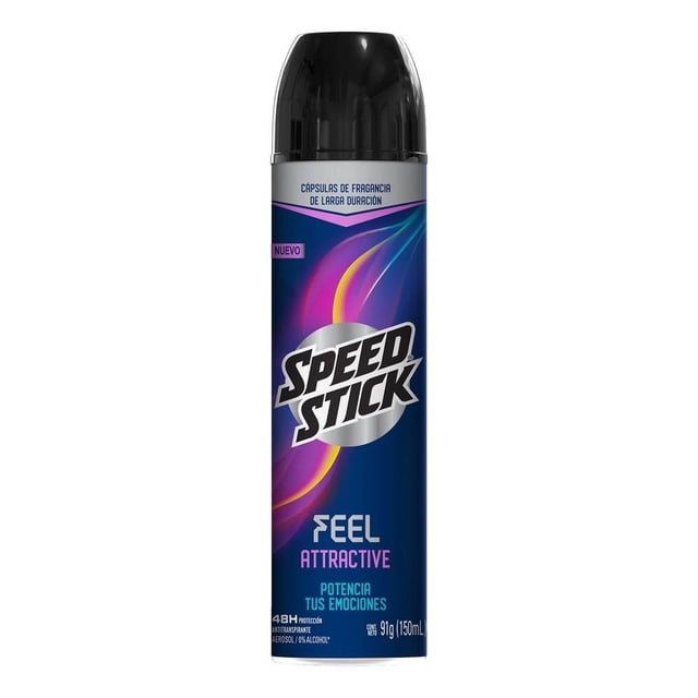 Antitranspirante Speed Stick feel attractive en aerosol para caballero 91 g