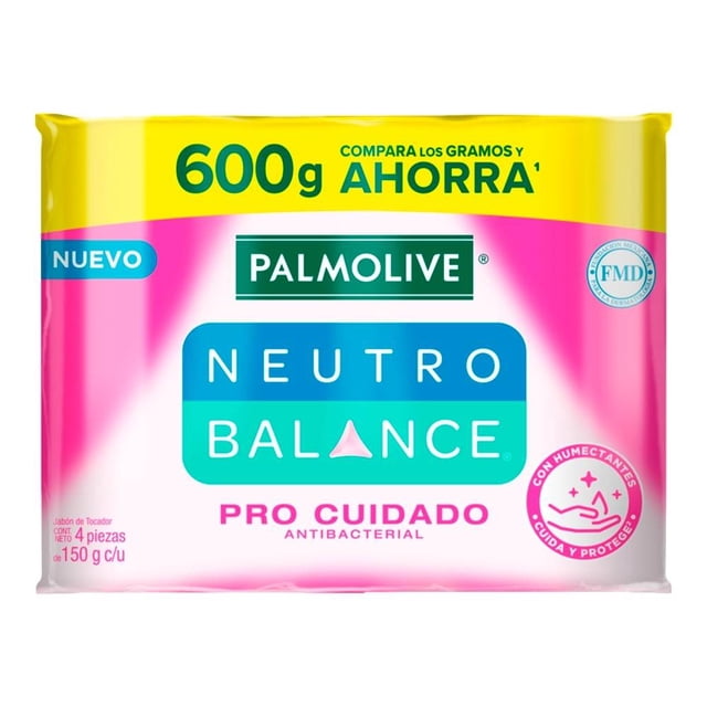 Jabón de tocador Palmolive Neutro Balance pro cuidado antibacterial 4 pzas de 150 g c/u