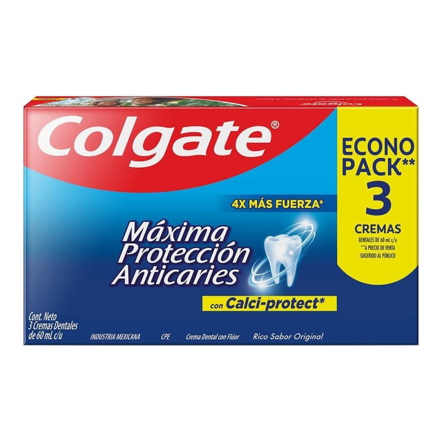 Crema dental Colgate máxima protección anticaries 3 pzas de 60 ml c/u