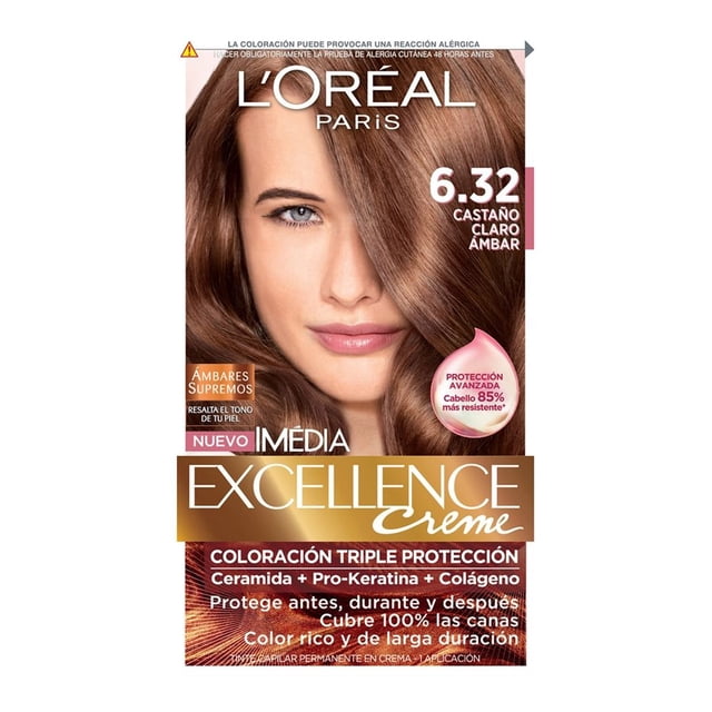 Tinte para cabello L'Oréal Paris Imédia Excellence creme 6.32 castaño claro ámbar