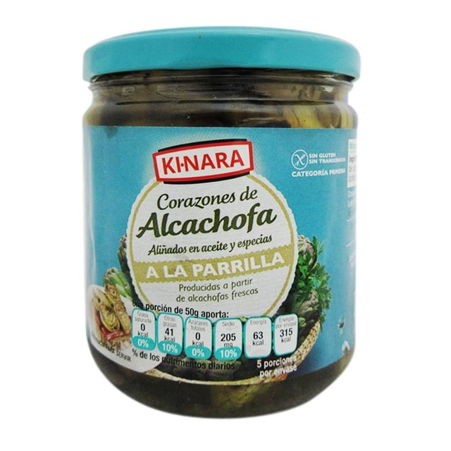 Corazones de alcachofa KI Nara aliñados en aceite y especias a la parrilla 415 g