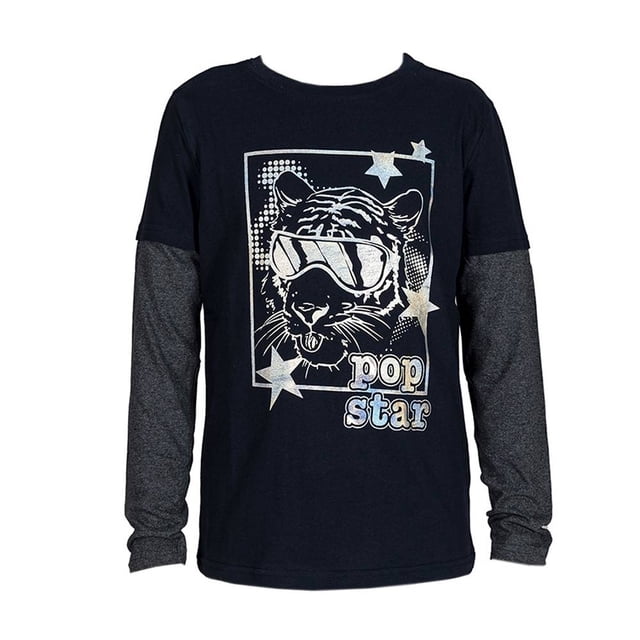 Playera George Talla 4 Manga Larga a Contraste Pop Star Azul Marino ...