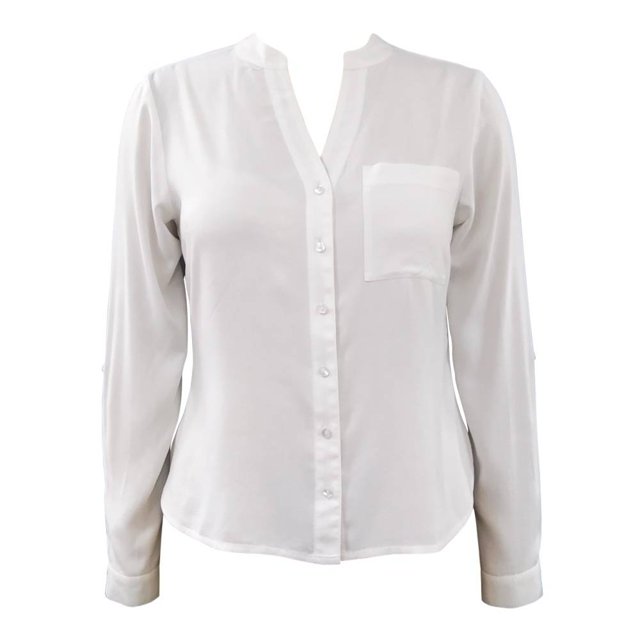 Blusa George Talla EG Manga Larga Lisa Blanco
