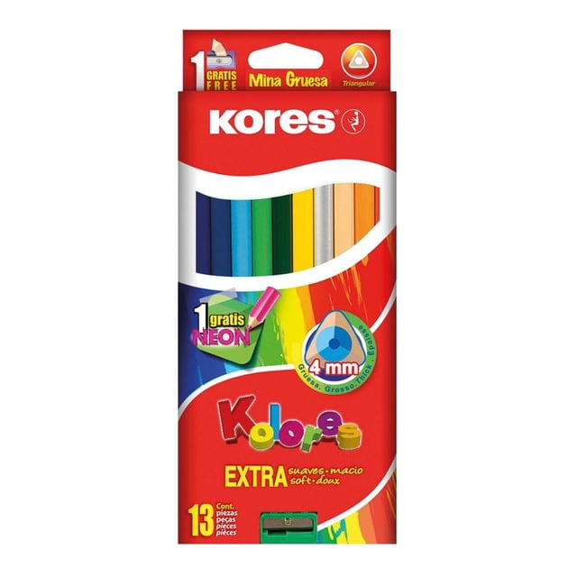 Lápices de colores Kores mina gruesa 1 paquete con 13 pzas