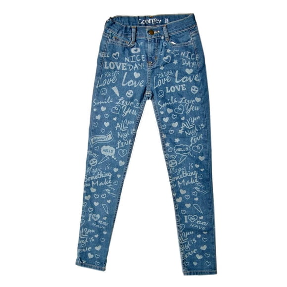 Jeans George Talla 10 con Estampado Letras Azul