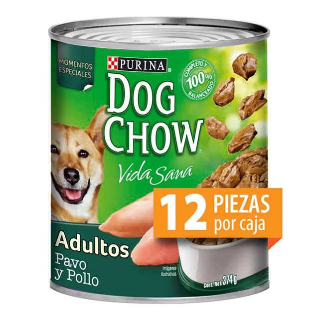 Alimento para Perro Dog Chow Pavo y Pollo Adulto Todas las Razas 12 Latas de 374 g