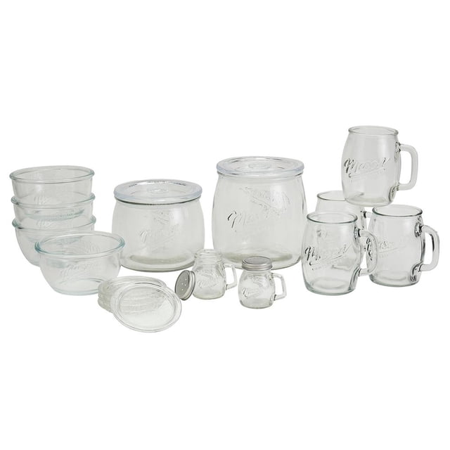 Set Frascos Mason Craft & More Vidrio Transparente 16 Piezas