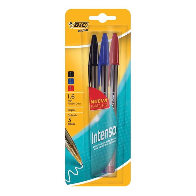 Bolígrafo Bic Cristal Intenso 1.6 mm 3 piezas