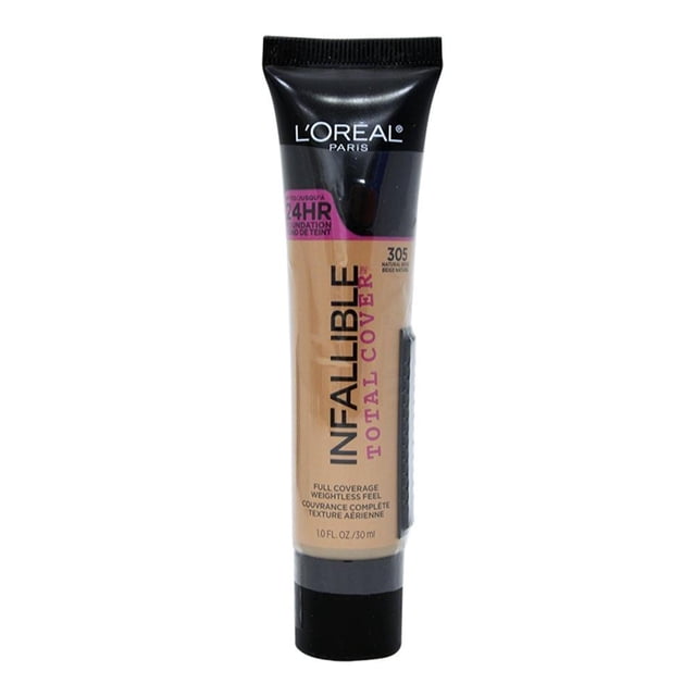 Base de maquillaje L'Oréal Infallible Total Cover 305 natural beige 30 ml