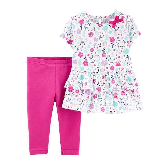 Conjunto Child Of Mine Carter´s Niña 0 a 3 Meses Animales 2 pzas