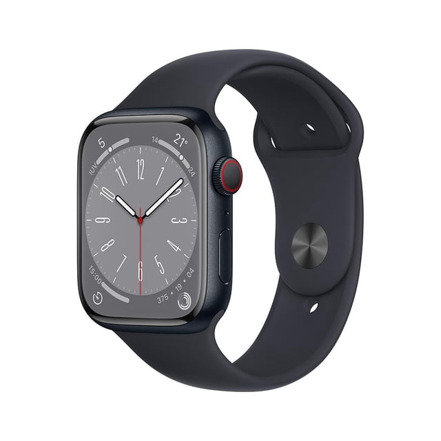 Smartwatch Apple Series 8 (GPS + Cellular) Caja de aluminio medianoche de 45 mm correa deportiva medianoche