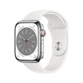 thumbnail image 1 of Smartwatch Apple Series 8 (GPS + Cellular) Caja de acero inoxidable plata de 45 mm correa deportiva blanca, 1 of 4