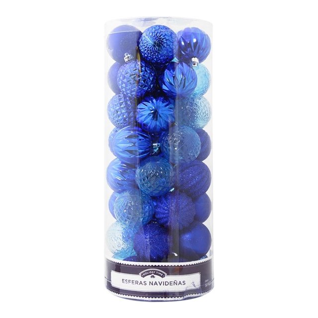Esferas Holiday Time Plástico Azul 50 Piezas