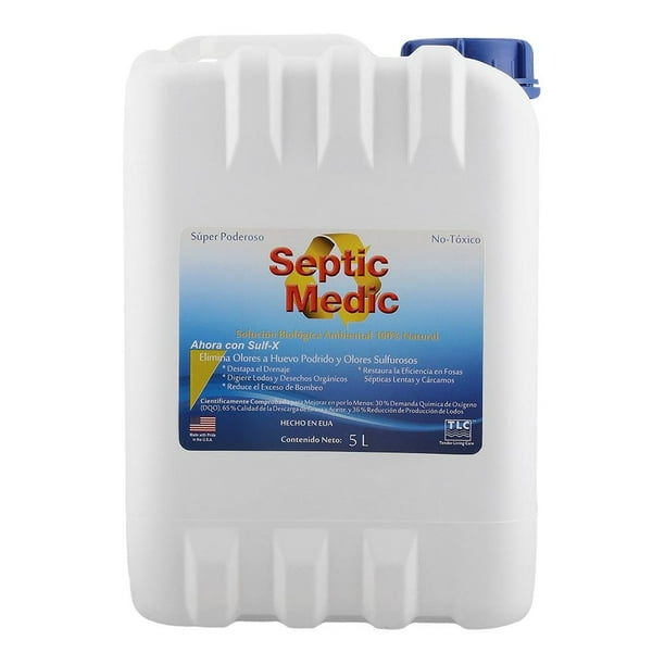Bacteria y Enzimas Tratamiento Fosas Sépticas Biodigestores TLC Products Septic Medic 5L