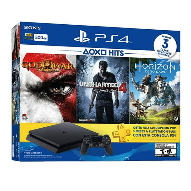 Consola PlayStation 4 500 GB más Horizon Zero Down, Uncharted 4 y God of War III Remasterizado