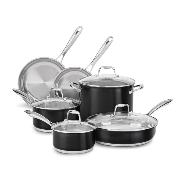 Batería de Cocina KitchenAid 10 Piezas Plateada