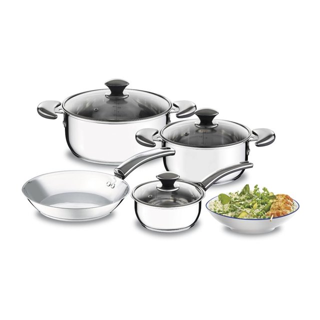 Batería de Cocina T-fal Luna Acero Inoxidable con 7 Piezas