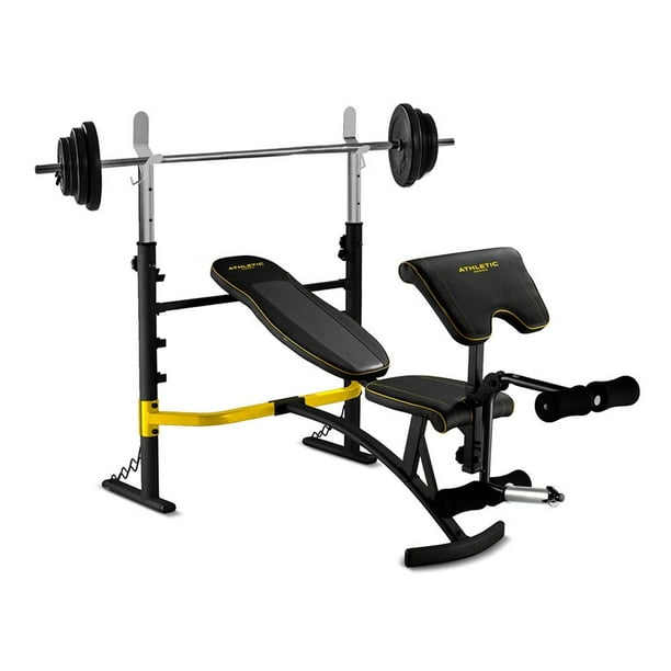 Banca Athletic Works con Barra y Pesas de 40kg