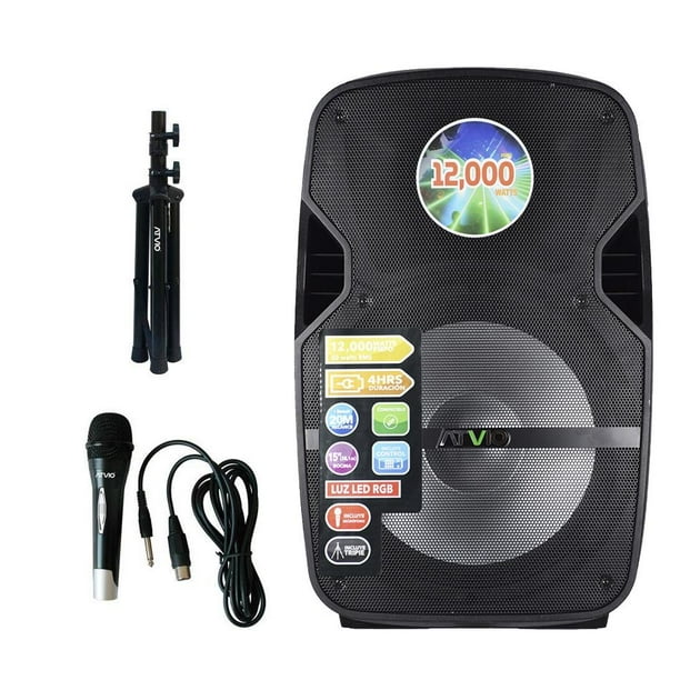 Bafle 15 Pulgadas Recargable Atvio 12,000 Watts PMPO