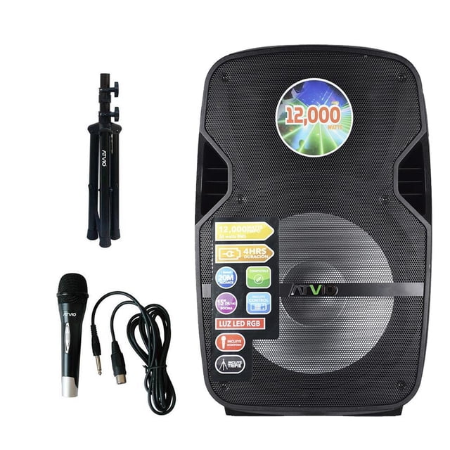 Bafle 15 Pulgadas Recargable Atvio 12,000 Watts PMPO